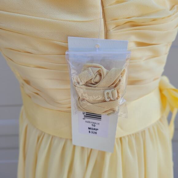 NWT Monique Lhuillier Bridesmaids Pale Yellow Strapless Mini Dress size 10 - Picture 6 of 13